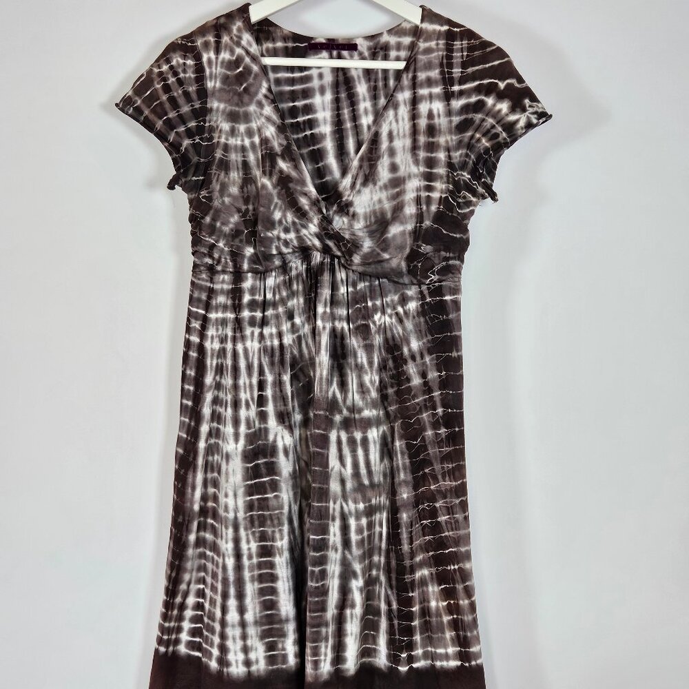 Velvet Brand Brown And White Abstract Patterned A-line Dress